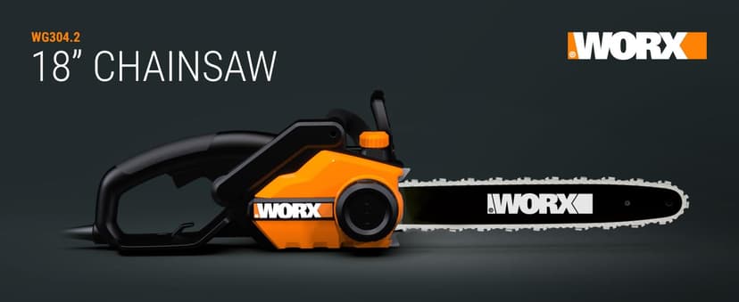 Worx WG304.2 Saw 18-Inch 15.0 Amp Electric Chainsaw with Auto-Tension, Chain Brake