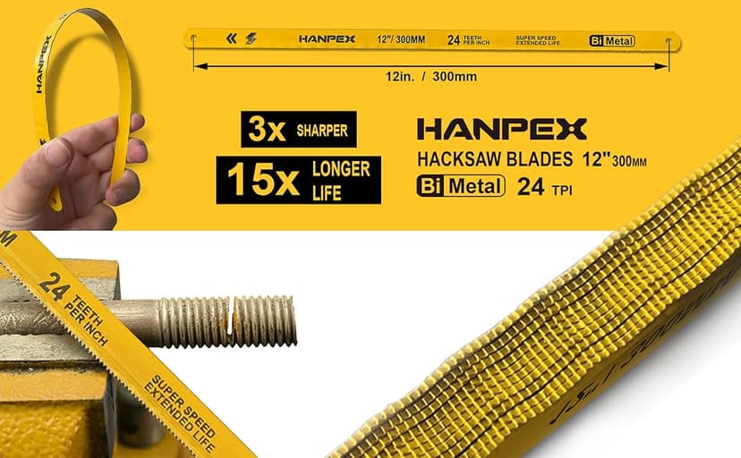 12in. High-Tension Hacksaw Frame with 24 TPI Bi-metal Blade, Hand Saw Suitable for Metal, wood, PVC, Carpentry