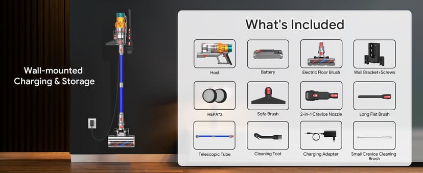 Cordless Vacuum Cleaners for Home,8-in-1/65Min/600W/48Kpa Powerful Suction,Self-Standing Cordless Stick Vacuum Cleaner,Lightweight Anti-Tangle Rechargeable Vacuum for Floor/Carpet/Pet Hair/Car