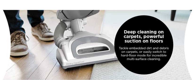 Shark | Upright Vacuum Cleaner | Navigator Lift-Away | Swivel Steering | HEPA Filter | Vacuum for Pet Hair | Crevice Tool & Dusting Brush Included | For Carpets & Hard Floors | White/Silver | NV356E