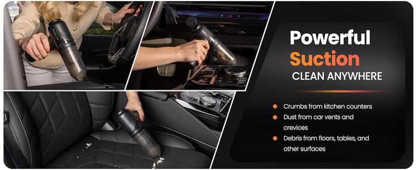 Hedgehog TurboVAC 3 in 1 Portable Car Vacuum Cleaner, Blower & Air Pump - Hand Held Vacuum Cleaner for Car with USB C Rechargeable, 14000PA Powerful Suction, Lightweight Dust Buster for Home & Outdoor