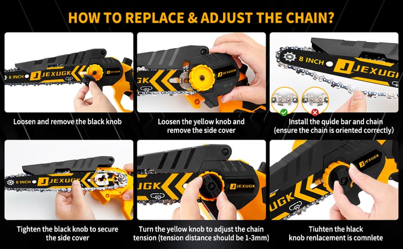 Brushless Mini Chainsaw, 8" & 6" Hand Held Cordless Chain Saw with 2 x 4.0Ah Battery, Portable Small Electric saw Cordless with 4 Chain Guide, Mini Motosierra for Tree Pruning Wood Cutting