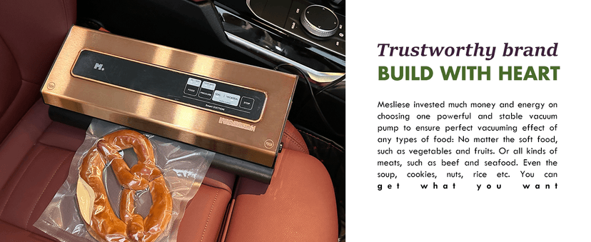 Vacuum Sealer Machine Powerful 90Kpa Precision 6-in-1 Compact Vacuum Food Preservation System Built-in Cutter, 2 Bag Rolls & 5 Pre-cut Bags, Dry&Moist Modes Smart Suction, ETL Listed (Copper)