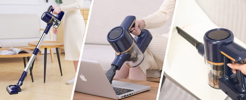 Cordless Vacuum Cleaner, 6-in-1 Multifunction Cordless Vacuum, 210W Powerful Vacuum Cleaner, 6 Cell 2200mAh Stick Vacuum Cordless Rechargeable for Home (Indigo)