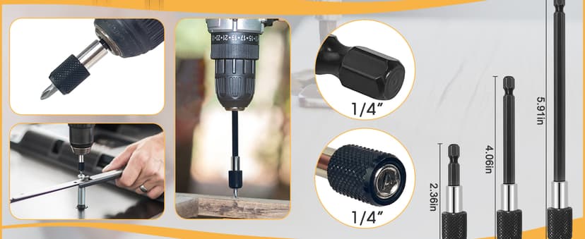 Guyuyii Flexible Drill Bit Extension and 2 Right Angle Drill Attachment Set – For DIY, Technicians and Homeowners, Ideal for Appliance Repair, Furniture and Plumbing, Compatible with Cordless Drills