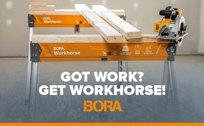 BORA Workhorse Saw Horses 2 Pack Folding Heavy Duty Sawhorse Pair - Heavy Duty Saw Horse for Contractors Portable Workbench - PM-3330T