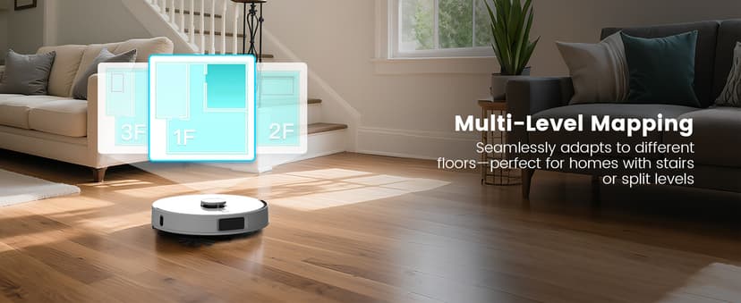 AIRROBO T30+ Robot Vacuum and Mop, 60-Day Self-Emptying, Proactive Intelligence Obstacle Avoidance, Carpet Detection, Tangle-Free Brush, 6000PA Suction, LDS Mapping, APP & Voice Control