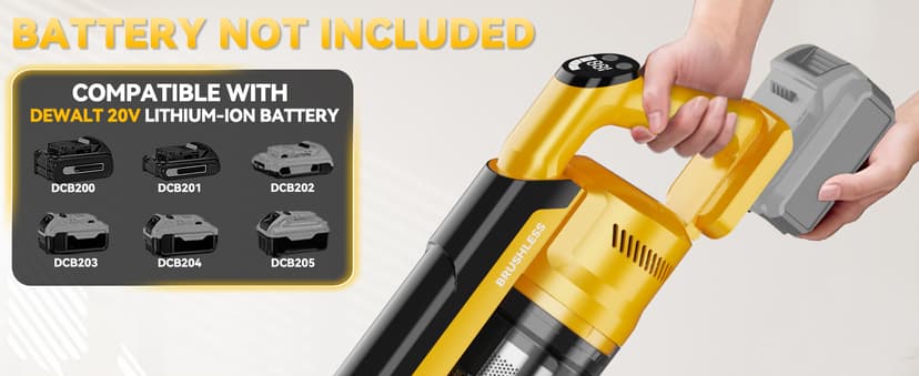 350W Cordless Vacuum Cleaner for Dewalt 20v Battery, 35kPa Brushless Lightweight Stick Vacuum with 3 Mode Suction, 6 in 1 Stick Vacuum Cleaner with HEPA for Floor, Carpet, Car (Battery Not Included)