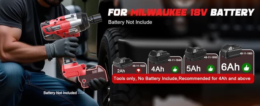 Cordless Impact Wrench 1/2 inch Compatible with Milwaukee 18v Battery, 1700 Ft-lbs High Torque Impact Driver, Electric Impact Gun with 4 Modes & LED Light for Car, Truck, Mower(Bare Tool)