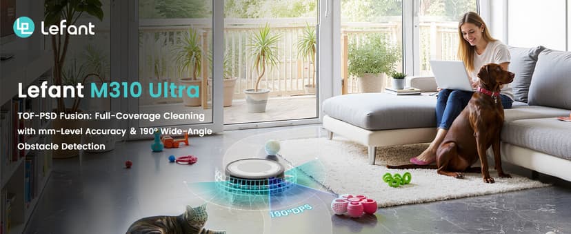 Lefant M310 Ultra Robot Vacuum and Mop, 6000Pa Suction-Slim Robotic Cleaner with ToF LiDAR Navigation, Accurate Obstacle Avoidance, WiFi/App/Alexa Control, 170min Runtime, for Pet Hair and Home