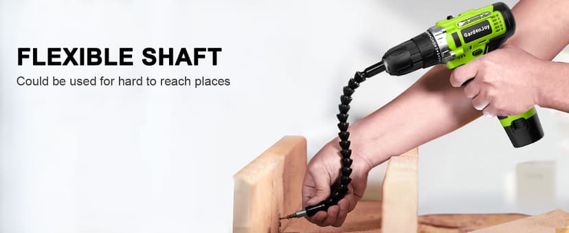 GardenJoy Cordless Power Drill Set: 12V Electric Drill with Battery and Charger, 65pcs Acessories, 3/8"Keyless Chuck, 2 Variable Speed, 24+1 Position, Compact Drill Driver Kit for Home & DIY Project