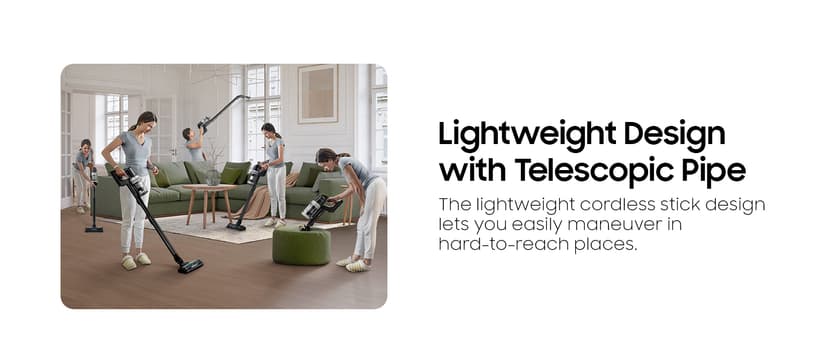 Samsung Bespoke AI Jet Lite Cordless Stick Vacuum with All-in-One Clean Station, 280AW Suction, Long Battery Life, Anti-Tangel Pet Tool, 2025, Pebble Gray, VS80F28DMP/AA