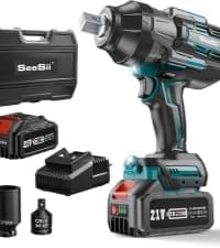 Seesii Cordless Impact Wrench 1/2 inch, High Torque 479 Ft-lbs(650Nm) Brushless Impact Gun,2500RPM w/2x4.0 Battery, 6 Sockets,8 Drill Bits, High Torque Power Impact Driver for Car Home,WH700
