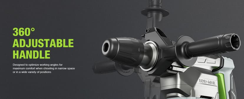 PTS 1-9/16 Inch SDS-Max Rotary Hammer, 13.5 Amp Heavy Duty 3 Functions Corded Concrete Demolition Hammer, w/Vibration Control & Safety Clutch, Includes Drill Bits, Chisels, Carrying Case (Green)