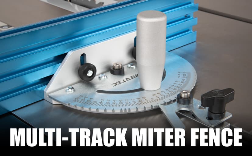POWERTEC 71391 Table Saw Precision Miter Gauge System w/ 27 Angle Stops and 3/4”x 3/8”T-Slotted Miter Bar w/Removable T-Slot Plate; Includes 24”x 3” Multi T–Track Fence w/Scale, T-track Flip Stop