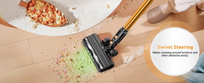 Cordless Vacuum Cleaner, 40Kpa 8 in 1 Powerful Suction Lightweight Stick Vacuum Cleaner for Home, LED Display, 3 Suction Modes, 45Mins Detachable Battery Vacuum for Hard Floor Carpet Pet Hairs