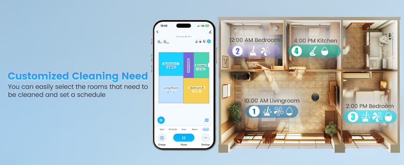 Robot Vacuum and Mop Combo, Self-Emptying, 60-Day Capacity, Schedule, 180mins Runtime, Home Mapping, Wi-Fi/App/Alexa/Remote, Robotic Vacuum Cleaner for Pet, Hard Floors, Carpet