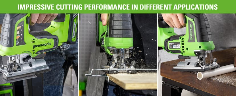 Greenworks 24V Brushless 2-Tool Combo Kit,Cordless Jig Saw+Wood Router Power Tool Sets Including Battery