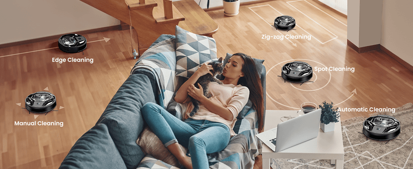 Lefant M320 Robot Vacuum Cleaner, Carpet Detection, 6,000 Pa Suction, Low Noise, 800ml Visible Dustbin, 210 Mins Runtime, Self-Charging, Works with Alexa, Ideal for Hard Floor, Pet Hair, Black