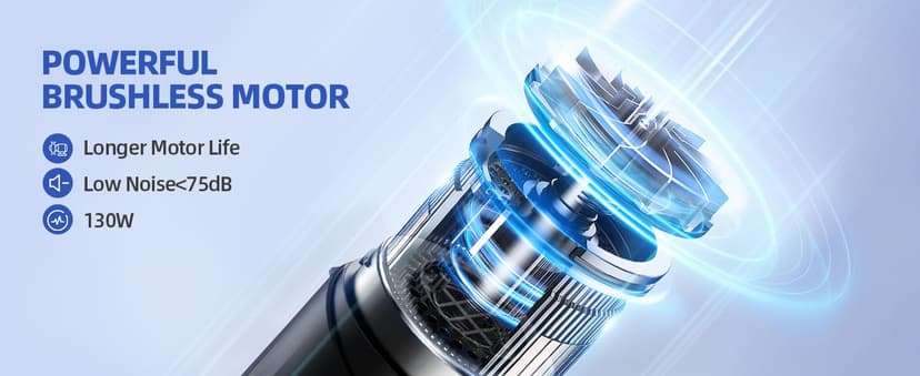 Car Vacuum Portable Cordless, 18000Pa 2 in 1 Cleaner&Air Duster, 130W Brushless Motor Handheld Vacuum Cordless with 7800mAh Battery, LED Light, Multi-Nozzles for Car, Home, Office, Pet