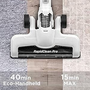 Eureka NEC185 Cordless Stick Vacuum Cleaner Convenient for Hard Floors, Rechargeable Handheld Vacuum Cleaner Portable with Powerful Motor Efficient Suction,White