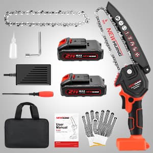 Mini Cordless Chainsaw Kit, Upgraded 6" One-Hand Handheld Electric Portable Chainsaw, 21V Rechargeable Battery Operated, for Tree Trimming and Branch Wood Cutting by New Huing