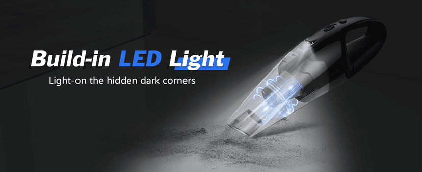 Handheld Vacuum Cordless Rechargeable, Car Vacuum Cleaner with LED, USB Charge, 1.65LBs Hand Vacuum Cordless, for Car/Home/Pet