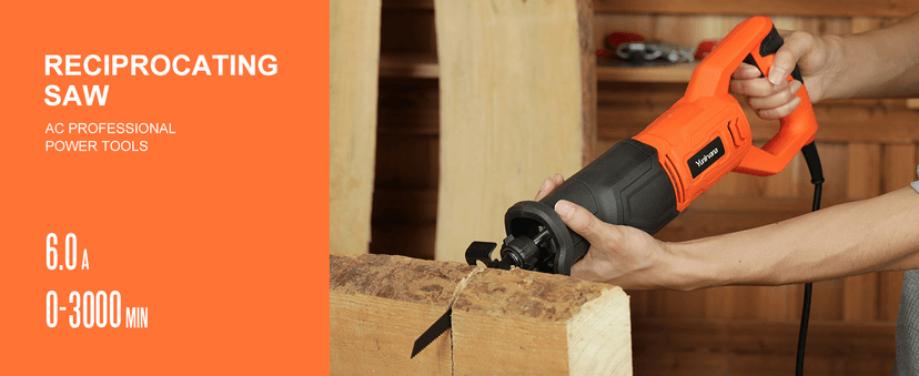 120V Reciprocating Saw, 6.0 Amp Variable Speed Corded Reciprocating Saw with 4/5" Stroke Length, 3000 SPM and 4-1/2" Max for Wood, Metal, PVC Pipe Cutting