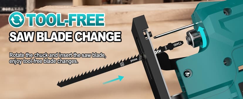 Jigsaw, Cordless Jig Saw Tool for Makita 18V Battery, Varible Speed, with LED Light, 0°-45° Bevel Cuts, 3-Position Orbital Jigsaw for Wood/PVC/Metal Cutting (Tool Only)