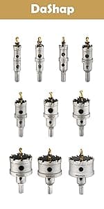 13PCS Bi-Metal Hole Saw Kit with Drill Bits, Carbide Hole Saw Set for Thin Metal and Wood, Cutting Diameter 3/4'' to 3''