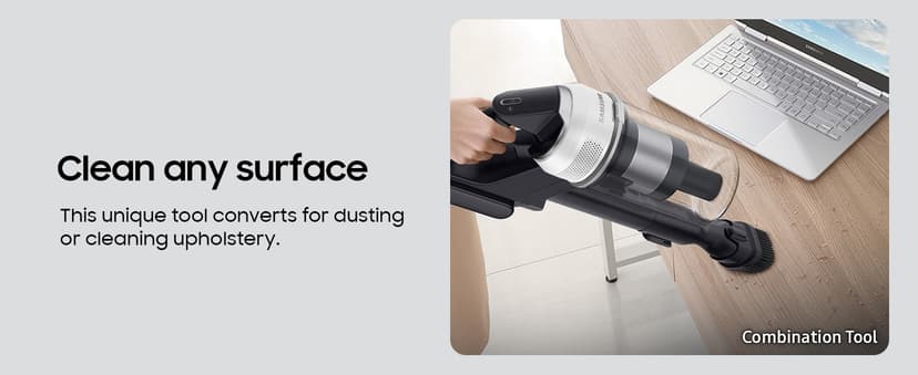 SAMSUNG Jet 85 Cordless Stick Vacuum, Lightweight w/Jet Dual Brush, Anti-Tangle Pet Tool, Removable Battery, Powerful Cleaning for Hardwood Floors, Carpets, Area Rugs, VS20C8522TW, Misty White