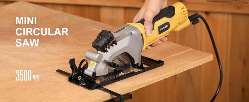 4Amp Mini Circular Saw, 3500RPM Corded Compact Saw with 4-1/2" 24T TCT Blades, Laser Guide, Rip Guide, Vacuum Adapter and Blade Wrench, Max Cutting Depth 1-11/16"(90°), 1-1/8"(45°)