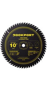 ROCKPORT Table Saw Blades 10 inch 60 Teeth - (1 Pack) 10" Table Saw Blades & 10 inch Miter Saw Blades, 5/8" Arbor, Multipupose Carbide Tip Circular Saw Blade for Fine Finish Cutting of Wood & Laminate