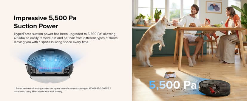 roborock Q8 Max Robot Vacuum and Mop Cleaner, DuoRoller Brush, 5500Pa Strong Suction, Lidar Navigation, Obstacle Avoidance, Multi-Level Mapping, Perfect for Pet Hair