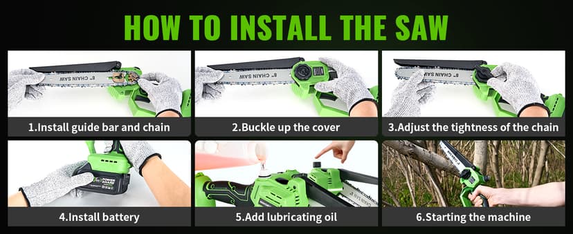 2-in-1 Cordless Pole Saw & Mini Chainsaw 20V 3.0AH 8-Inch 15FT Reach Electric Tree Trimmer Battery Powered Chainsaw with Extension Pole for Tree Trimming Branch Cutting Pruning