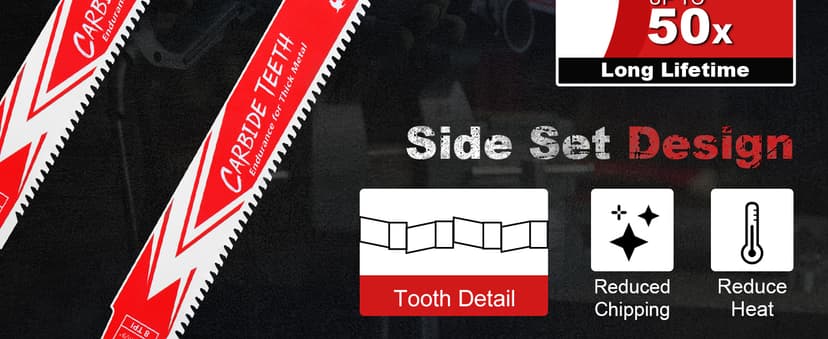 EZARC Carbide Reciprocating Saw Blade R978HM Endurance for Thick Metal, Cast Iron, Alloy Steel 9-Inch 8TPI, 3-Pack