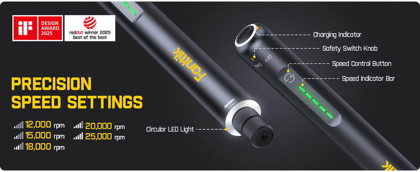 Fanttik F2 Master Mini Cordless Rotary Tool Kit, NeoPulse Motor, 5 Variable Speed, 25000 RPM, Revostor Hub, 35 Accessories, for 3D Printer Sanding, Polishing, Drilling, Carving, DIY Crafts