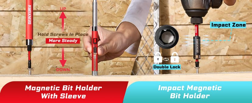 98Pieces 1”/2” Impact Screwdriver Bits Set, Magnetic S2 Steel (Phillips/Slotted/Square/Torx/Hex/Security Torx) Driver Bits Tips,Impact Bit Holder and Nut Driver with Red Storage Box Case