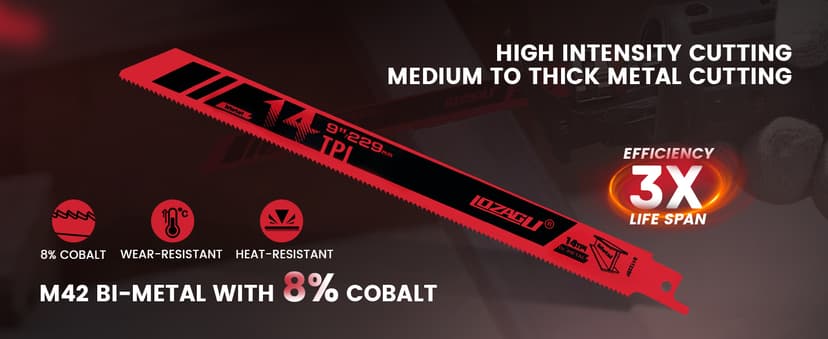 6-Piece Metal Reciprocating Saw Blades, 9"/229mm 14TPI Bi-Metal Sabre Saw for Metal Pipe, Sheet, Rebar