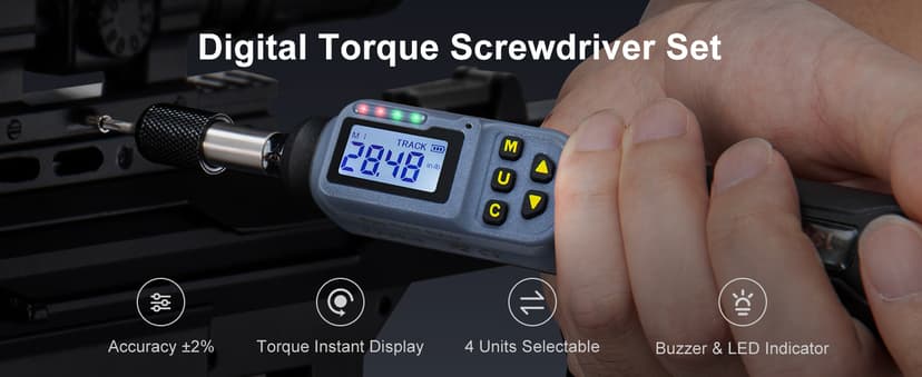 GROWNEER Digital Torque Screwdriver, 2.66-53.1 In-lbs/0.3-6 Nm, 1/4'' Drive Inch Pound Torque Screwdriver Electrician with Buzzer & LED Indicator, 27 In 1 Torque Wrench Screwdriver Set
