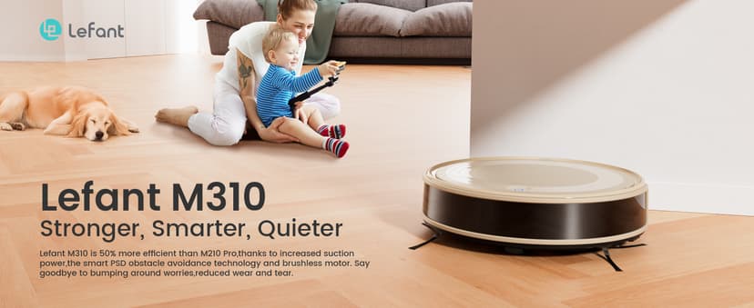 Lefant M310 Robot Vacuum Cleaner, 4500Pa Strong Suction with PreciSense Avoiding, Slim, Self-Charging, 160Mins Runtime, App/Wi-Fi/Alexa, Ideal for Pet Hair & Hard Floor Cleaning