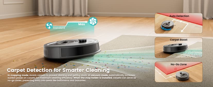 Lefant LiDAR Robot Vacuum and Mop, Upgraded 190° PSD Obstacle Avoidance, 5000Pa Strong Suction, Multi-Floor Mapping, 150 Mins Runtime, WiFi/Alexa/APP/Watch, Pet Hair & Carpets, M330 Pro Grey