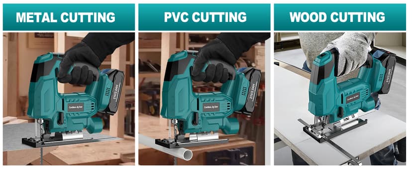 Jigsaw, Cordless Jig Saw Tool for Makita 18V Battery, Varible Speed, with LED Light, 0°-45° Bevel Cuts, 3-Position Orbital Jigsaw for Wood/PVC/Metal Cutting (Tool Only)