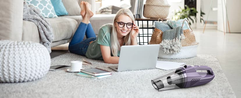 Handheld Vacuum Cordless - Car Vacuum Portable & Small Vacuum Cleaner with 6KPa Suction, USB Vacuum Cordless Rechargeable, HEPA Filter, LED Light for Pet Hair, Home, Car, Office - Includes Accessories