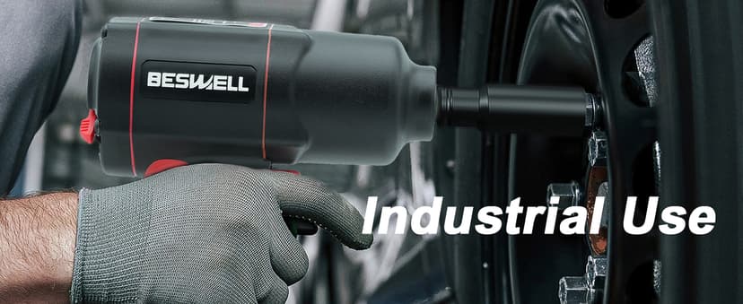 BESWELL® 1/2" High Torque Air Impact Wrench with Up to Real 1180 Foot-Pounds Max Loosen Torque Output-BW-112BN