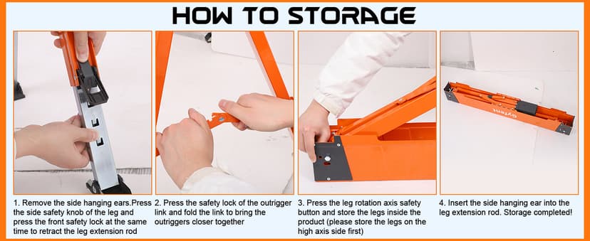 Saw Horses 2 Pack, 4400Lbs Load Capacity Saw Horse Folding Heavy Duty Sawhorses 21-34in Adjustable Height Professional Saw Horse with 2x4 Bracket for Woodworking Carpenters Contractors, Orange