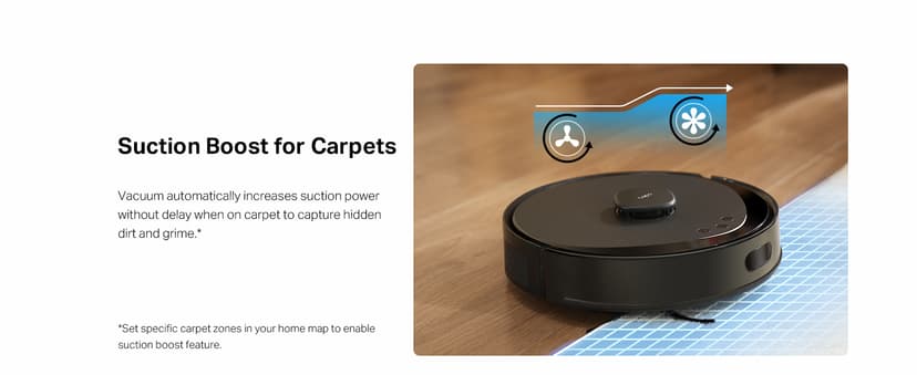 Tapo LiDAR Smart Navigation Robot Vacuum and Mop, 5300Pa Max, 97%+ Dust Pickup Rate, Customizable Cleaning, Self-Charging, Works w/Alexa & Google Home, RV30 Max