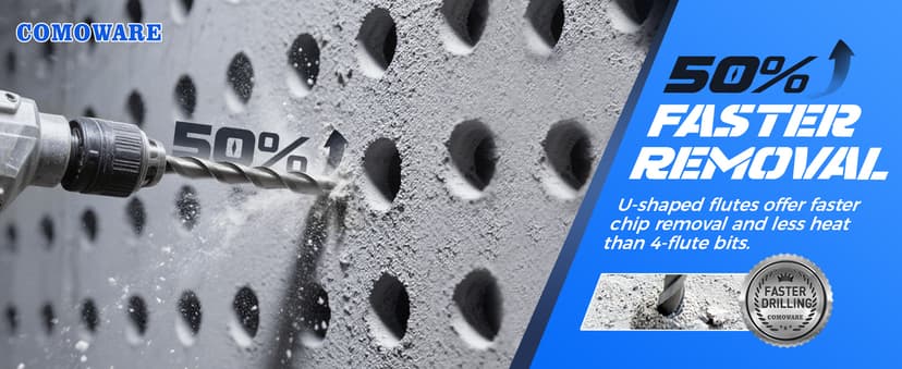 COMOWARE Rotary Hammer Drill Bits Set & Chisels- SDS Plus Concrete Masonry Hole Tool 17pcs with Storage Case