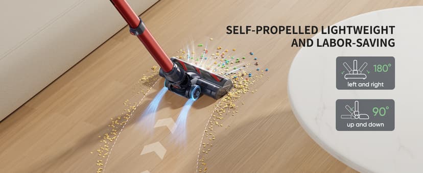 Cordless Vacuum Cleaner, 450W 40Kpa Stick Vacuum with Touch Screen, 55 Mins Runtime Rechargeable Vacuum, Lightweight Powerful Vacuum Cleaner for Home with 1.5L Cup for Pet Hair Carpet Hardwood Floor