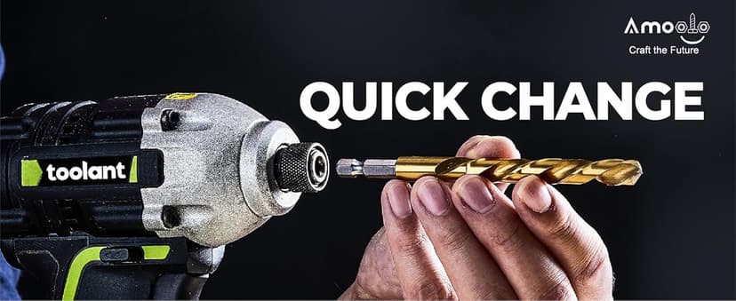 amoolo Hex Shank Drill Bit Set (13Pcs Set+3 Pcs Free), Premium 4341 HSS Titanium Impact Hex Drill Bits for Wood, Steel, Metal, Plastic, Quick Change Design (1/16 -1/4 )